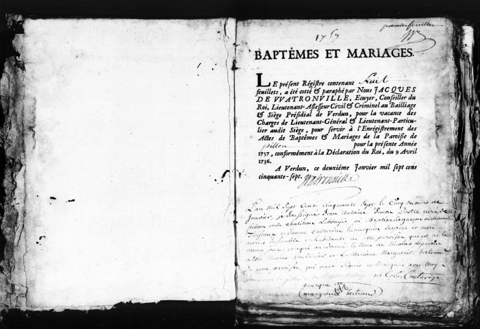 Baptêmes, Mariages, Sépultures (1757-1770)