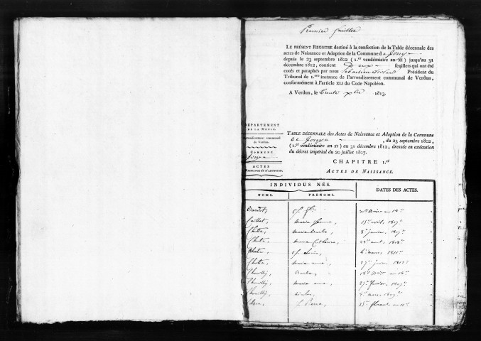 Naissances, Mariages, Décès (1802-1812)