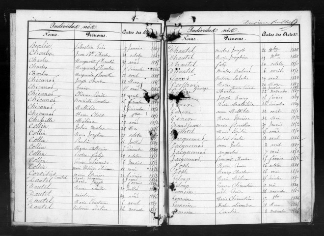 Naissances, Mariages, Décès (1843-1852)