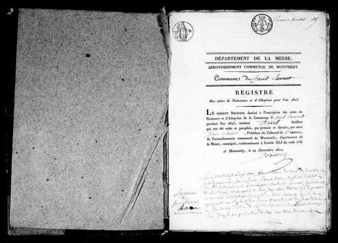 Naissances, Mariages, Décès (1823-1832)