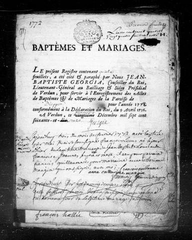 Baptêmes, Mariages, Sépultures (1692-1786)