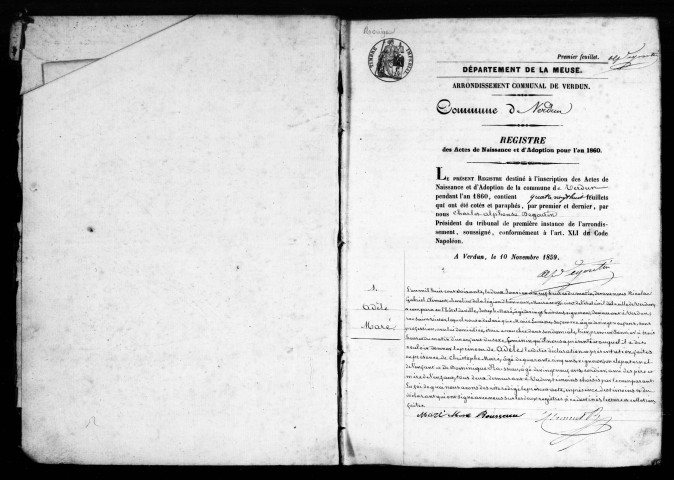 Naissances, Mariages, Décès (1860-1860)