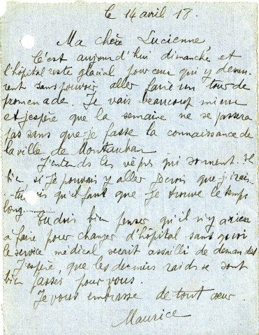 Correspondance : lettres, cartes postales entre Lucienne André et Maurice Dace.
