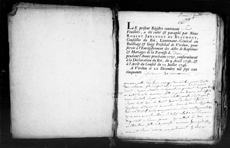 Baptêmes, Mariages, Sépultures (1751-1791)