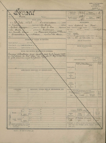 1918 - Etrangers à la subdivision : matricules n° 1-525