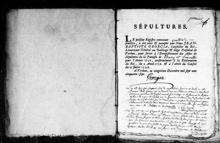 Baptêmes, Mariages, Sépultures (1758-1791)