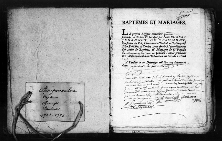 Baptêmes, Mariages, Sépultures (1753-1791)