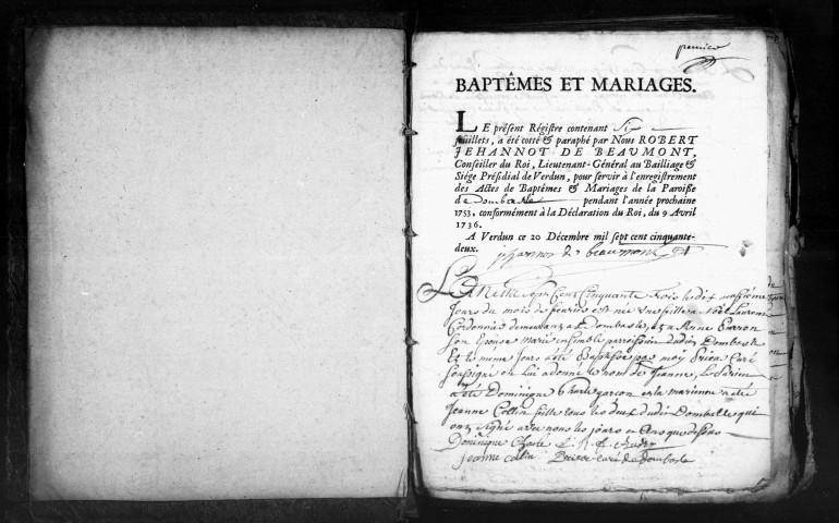 Baptêmes, Mariages, Sépultures (1753-1790)