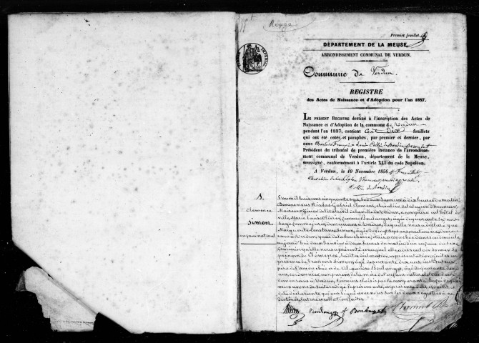 Naissances, Mariages, Décès (1857-1857)