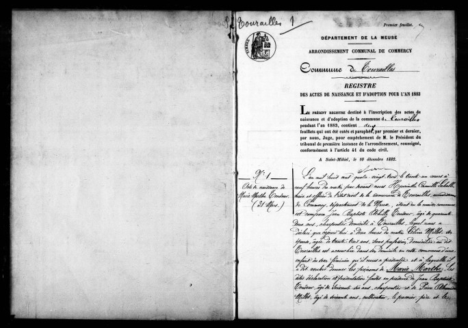 Naissances, Mariages, Décès (1883-1892)