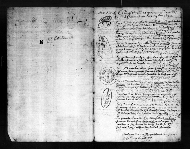 Sépultures (1672-1700)