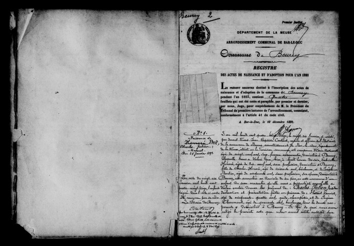 Naissances, Mariages, Décès (1893-1902)