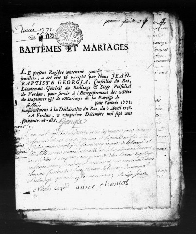 Baptêmes, Mariages (1771-1792)