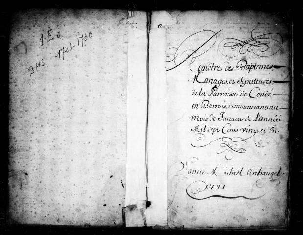 Baptêmes, Mariages, Sépultures (1721-1730)