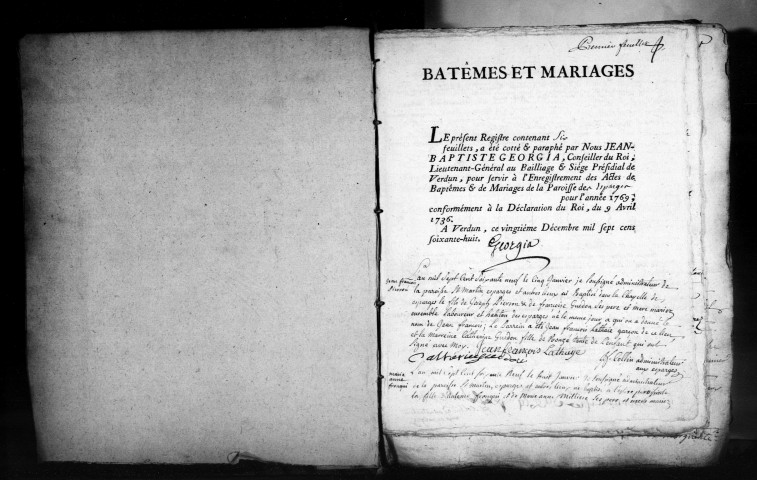 Baptêmes, Mariages, Sépultures (1769-1791)