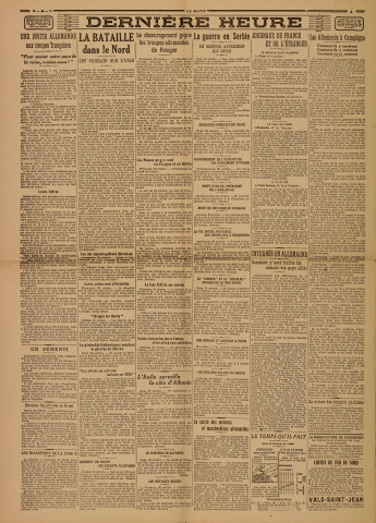 Revues : 8 brochues "Patrie", 3 journaux datant de 1914 : "Le matin", "Excelsior", "La métropole".
