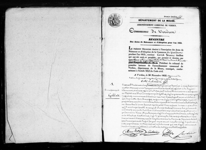 Naissances, Mariages, Décès (1853-1853)