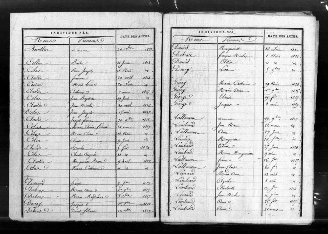 Tables décennales (1813-1852)