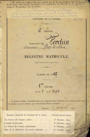 1887 - Registre matricules n° 1-498