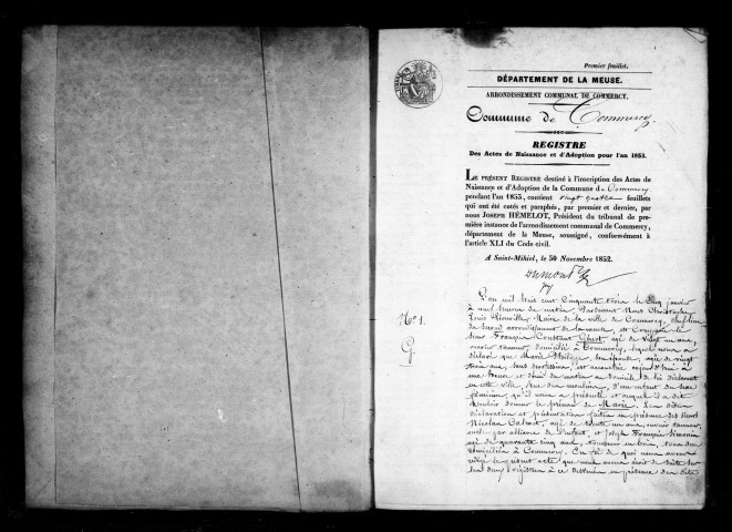 Naissances, Mariages, Décès (1853)