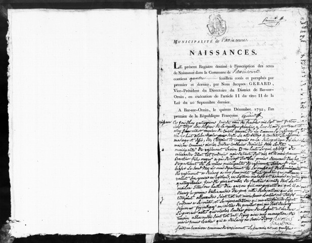 Naissances, Mariages, Décès (1793-1802)