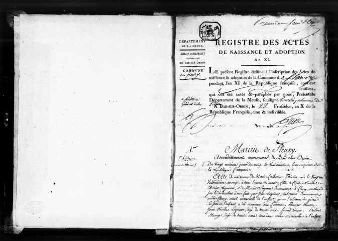 Naissances, Mariages, Décès (1802-1812)
