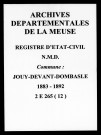 Naissances, Mariages, Décès (1883-1892)