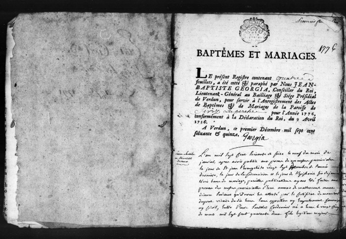 Baptêmes, Mariages, Sépultures (1776-1792)