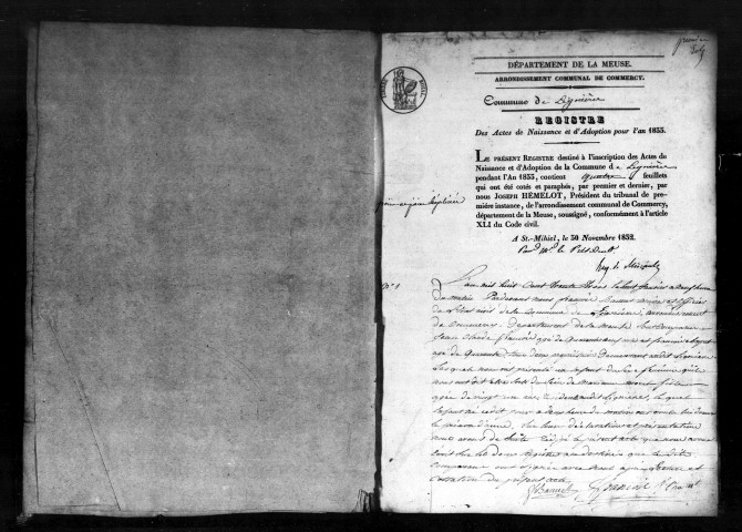 Naissances, Mariages, Décès (1833-1842)