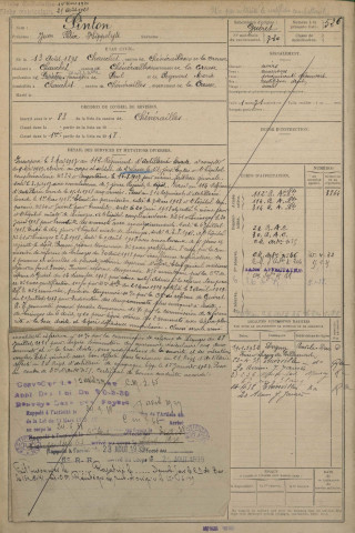 1918 -Etrangers à la subdivision : matricules n° 526-679