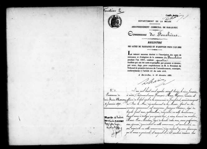 Naissances, Mariages, Décès (1893-1902)