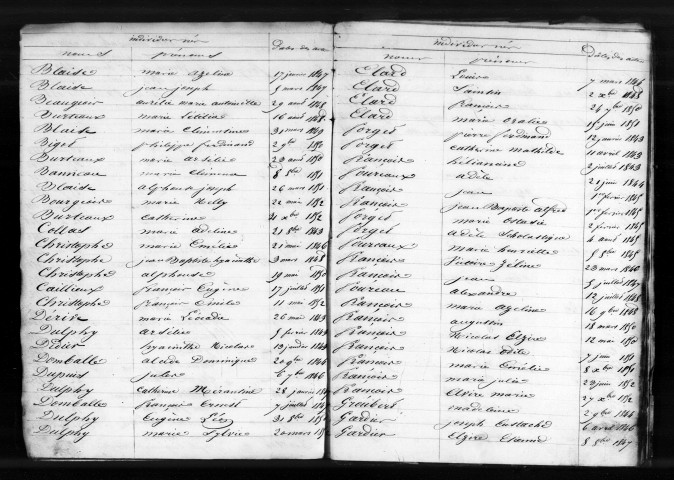 Naissances, Mariages (1843-1852)