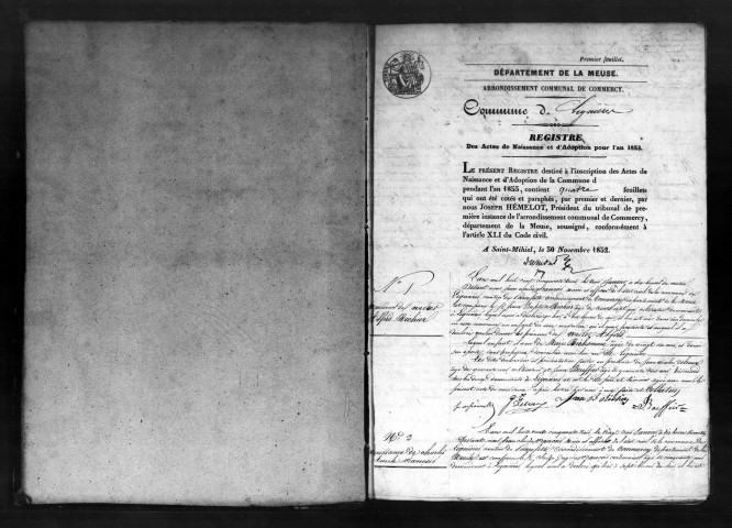 Naissances, Mariages, Décès (1853-1862)