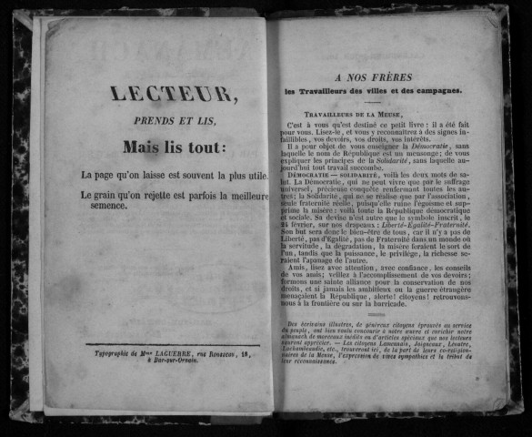 Almanach démocratique de la Meuse 1849