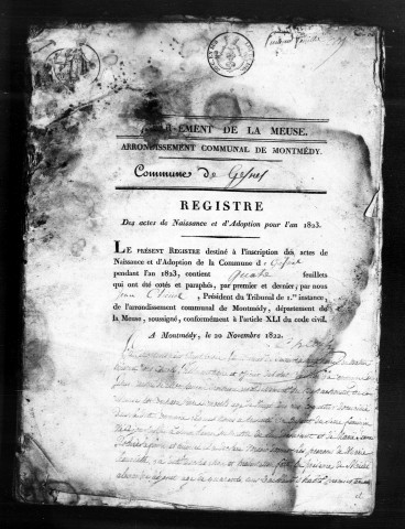 Naissances, Mariages, Décès (1823-1832)