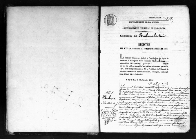 Naissances, Mariages, Décès (1873-1882)