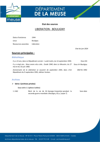 Libération de Bouligny